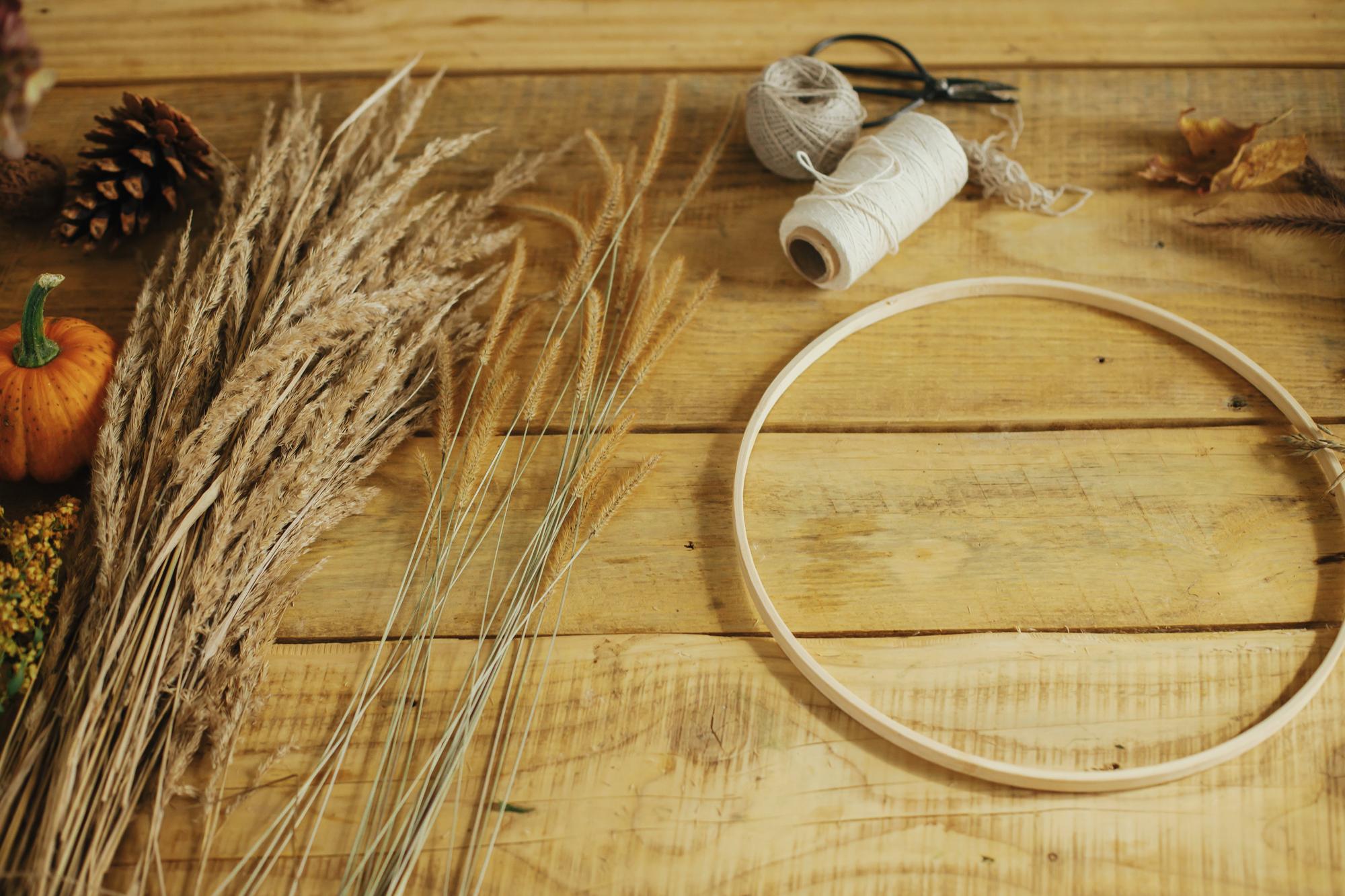 Closeup of embroidery thread and hoop